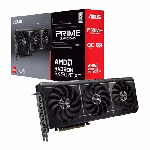 ASUS PRIME RX9070XT OC, Scheda Grafica 16 GB GDDR6 AMD Radeon, Nera