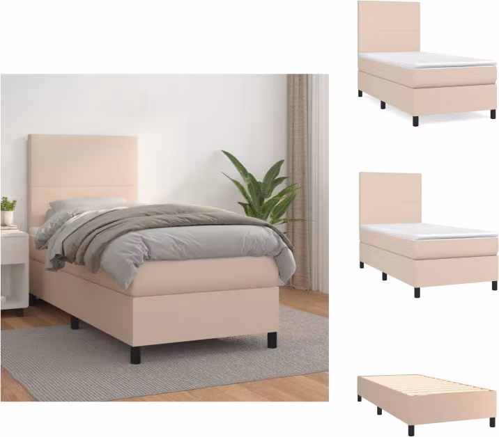 vidaXL Materasso letto a molle cappuccino-marrone 100x200cm in Pelle finta - Letti e strutture letto