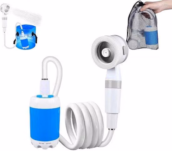 Soffione doccia da esterno portatile, a basso consumo d'acqua e ricaricabile, ideale per il campeggio, l'escursionismo, i viaggi e l'auto.
