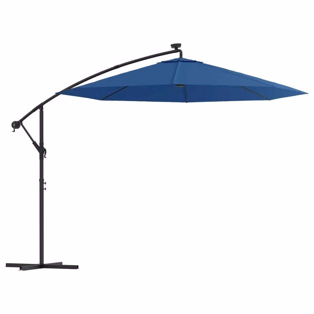 Ombrellone a sbalzo con LED e palo in acciaio DESIGN IN, colore azzurro, diametro 300 cm – 2