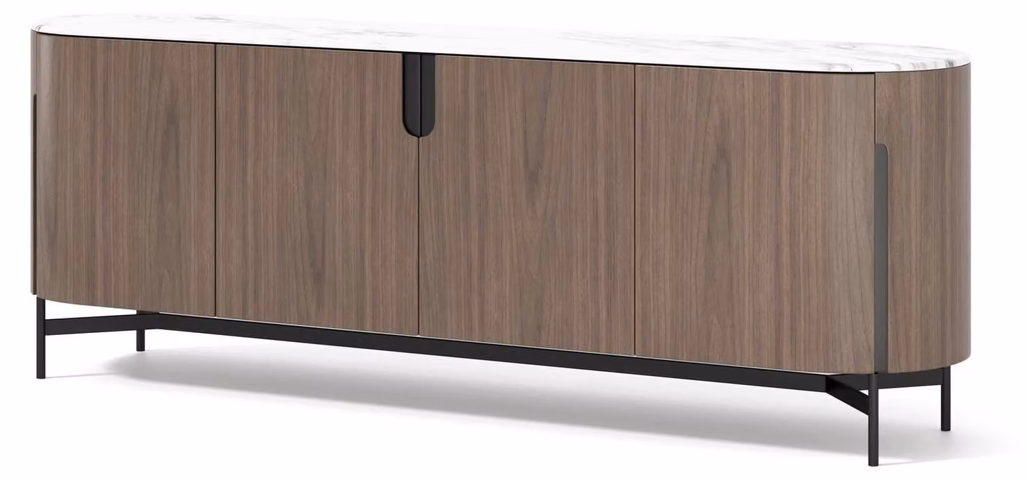 Mobile contenitore laterale FURNLUX Silario, colore marrone e nero. Dimensioni: 220 x 78 x 150 cm. Colore principale: marrone