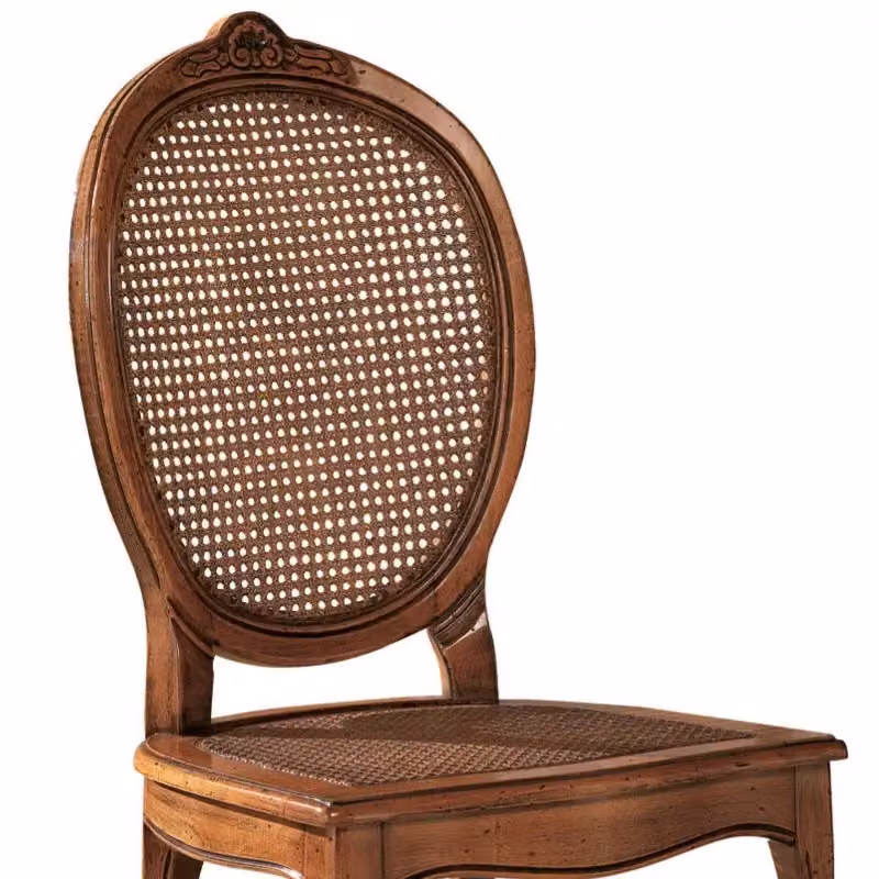 Sedia classica ovalina in legno di faggio con paglia di Vienna color marrone Mobili 2G L/P/H: 49 x 55 x 104 cm – 3