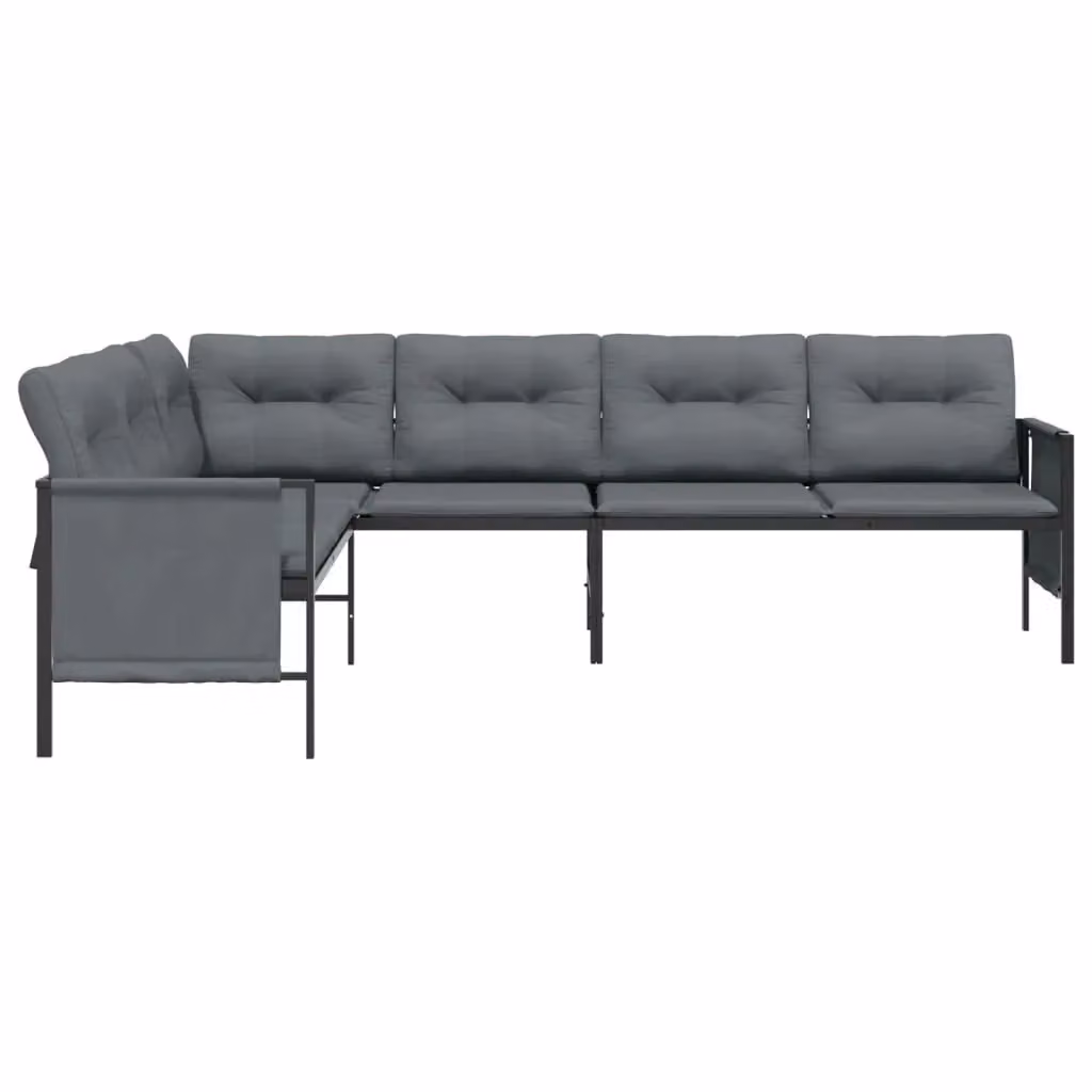 Divano angolare da giardino moderno in acciaio e textilene antracite L/P/H: 230 x 168 x 65 cm – 2