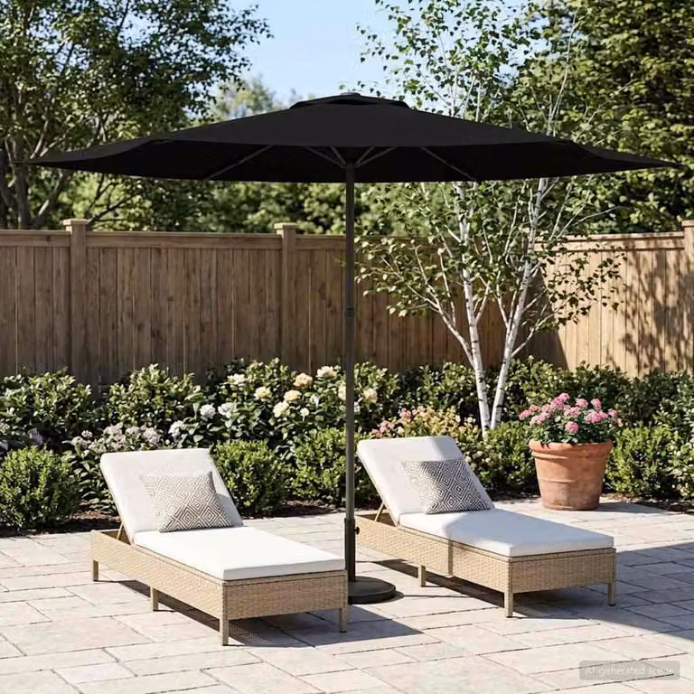 vidaXL Ombrello da giardino rettangolare in poliestere e acciaio, Nero, 3 x 3 m