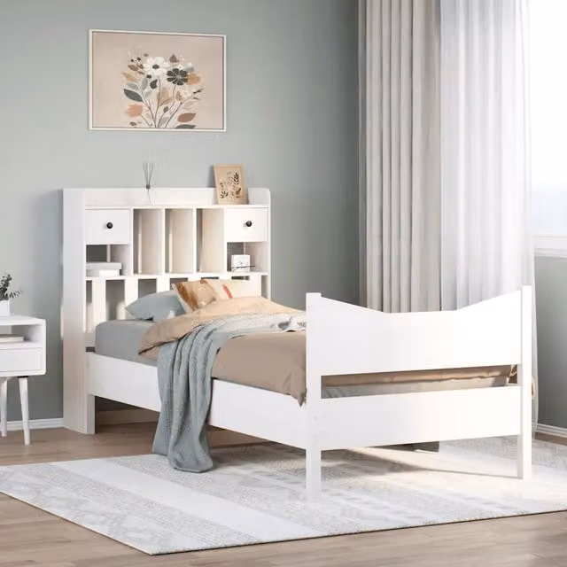 Letto VIDAXL in legno massello di pino bianco con doghe piatte e fisse L/P/H: 190 x 75 x 81 cm – 1
