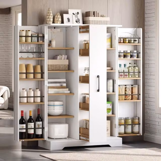 Mobile da cucina MIVRAY bianco con doppia anta e portaspezie estraibile in MDF L/P/H: 120 x 35 x 78 cm