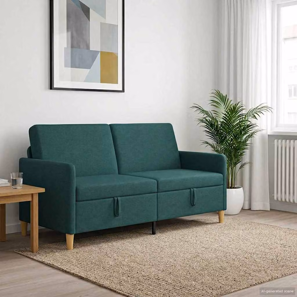 Divano moderno vidaXL con contenitore apribile in tessuto verde e marrone per il tuo soggiorno L: 172 cm, P: 78 cm, H: 87 cm