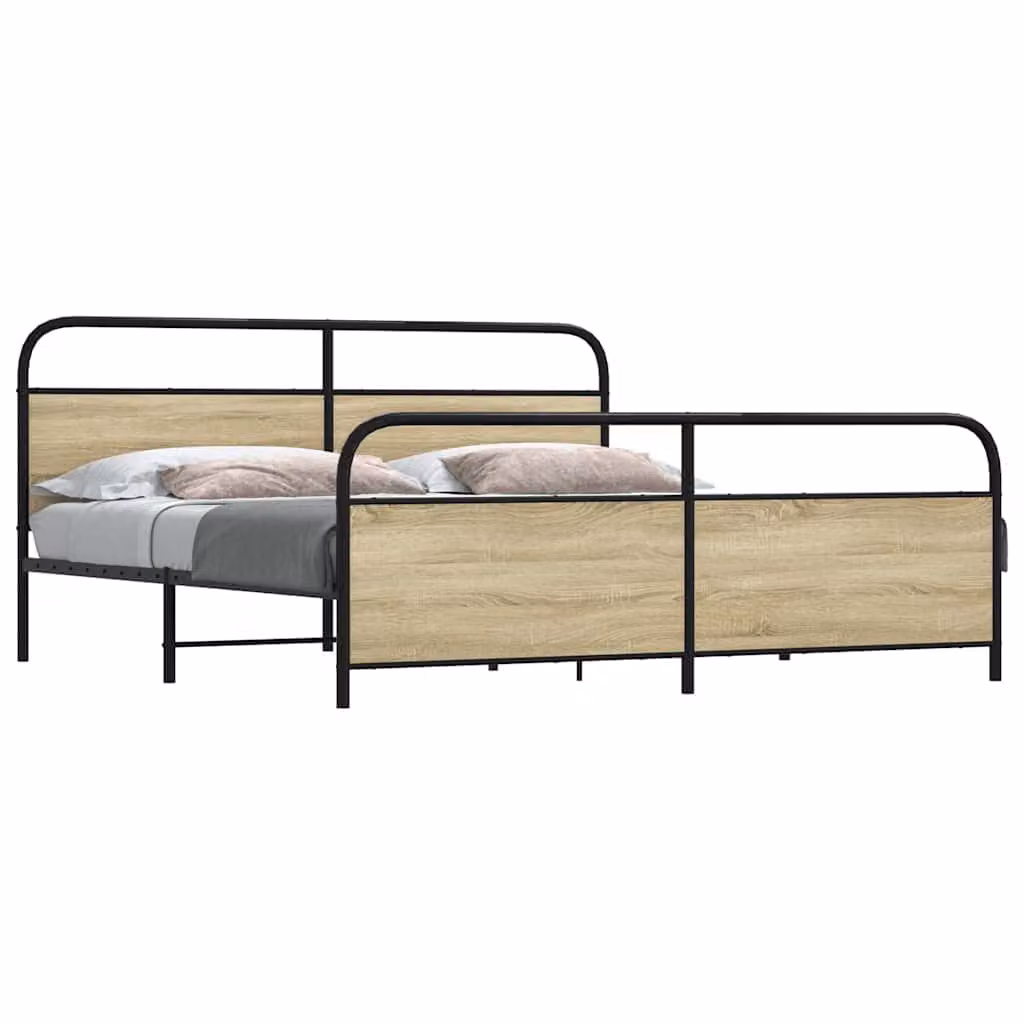 Giroletto in metallo vidaXL senza materasso colore rovere sonoma 200x200 cm