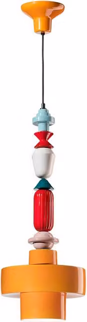Lampada a sospensione Ferroluce Lariat C253 in ceramica gialla stile Art Déco con attacco E27