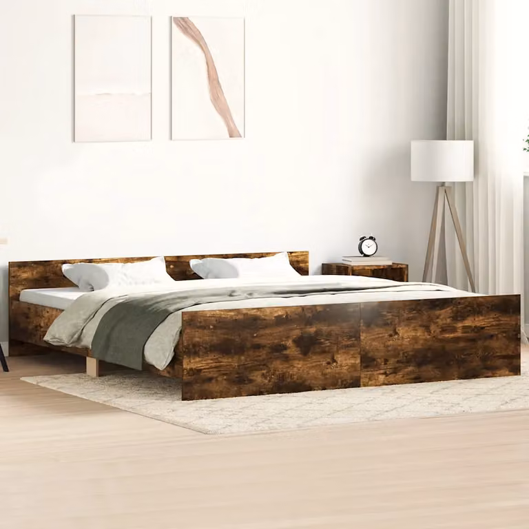 Giroletto con Testiera e Pediera vidaXL in Rovere Fumo, L/P/H: 180 x 200 x 103 cm