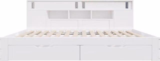 Daybed per bambini 90x200 cm con cassetti, scaffali e armadietto, struttura in MDF bianco senza materasso