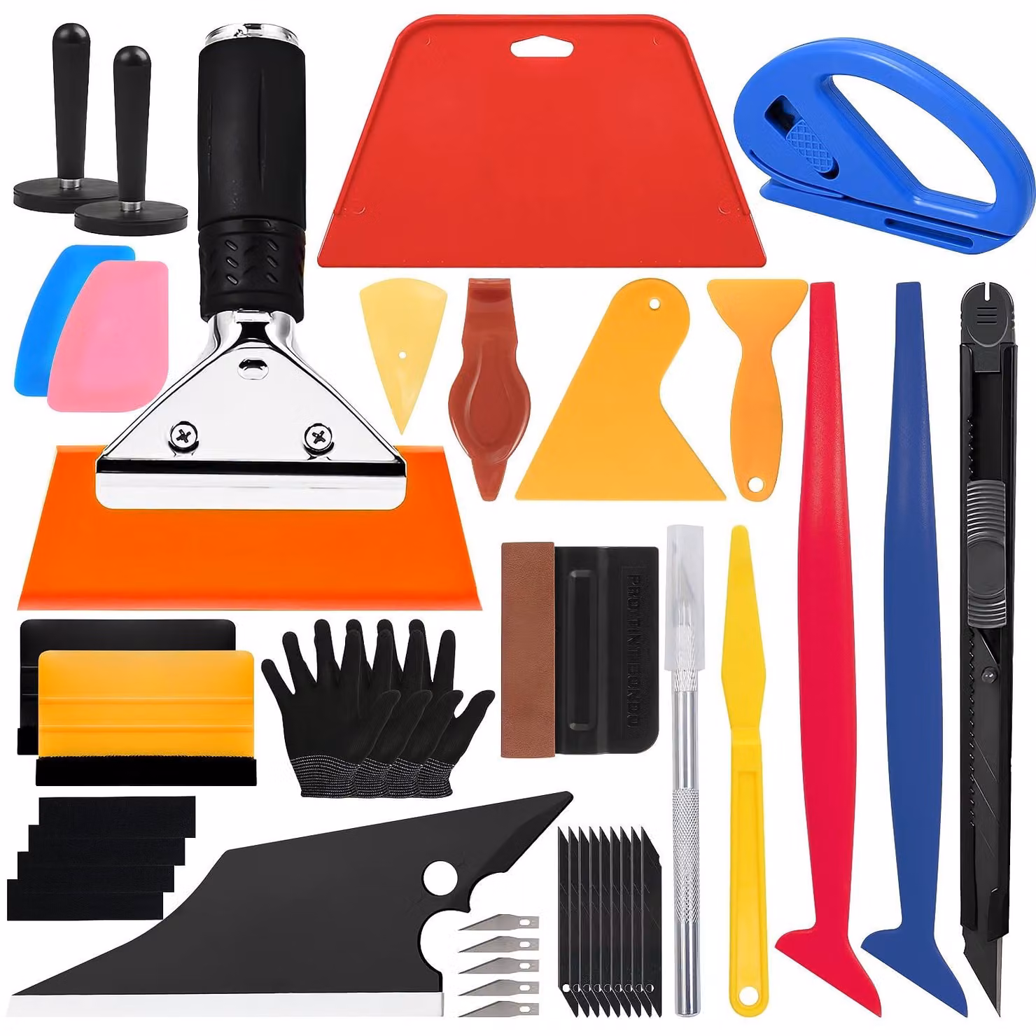 Kit di strumenti per l'applicazione di pellicole per auto, 37 pezzi - Set di spatole per auto - Kit di strumenti per l'applicazione di pellicole in vinile - Installazione fai-da-te di pellicole - Pellicole protettive per vernice - Utensili professionali -