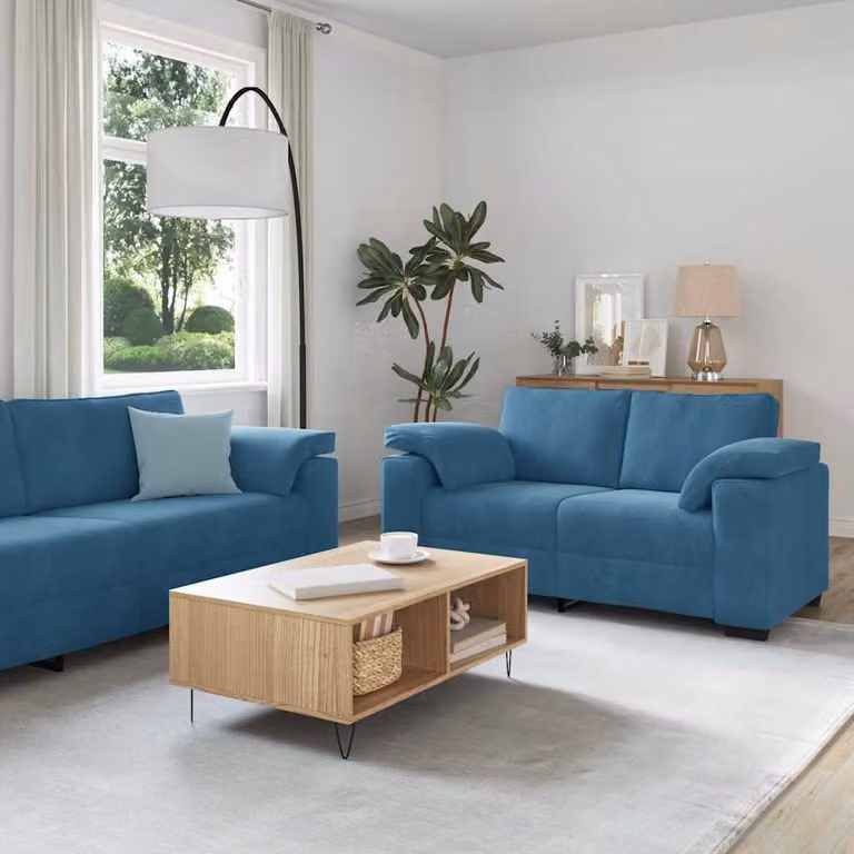 Maison Exclusive - Set divano a 3 pezzi con cuscini in velluto blu