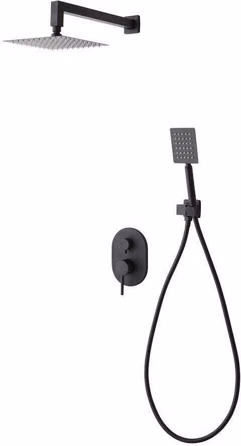 Set doccia completo: soffione, supporto a muro, gruppo doccia nero opaco