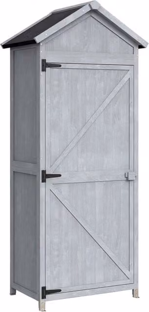 Armadio da Esterno 77x52,5x178 cm Armadio con Banco Lavoro Ribaltabile in Legno Grigio
