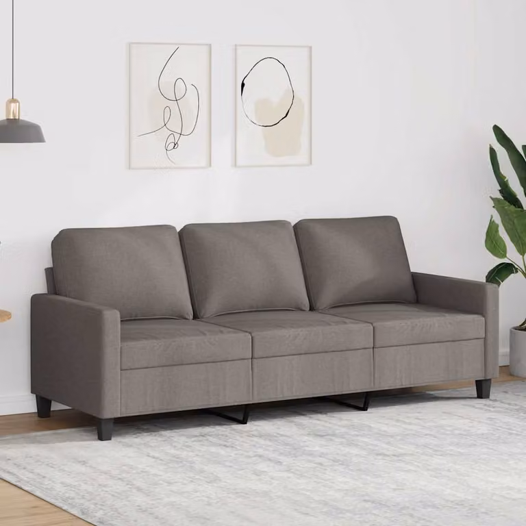 Divano a 3 posti moderno vidaXL in tessuto beige e grigio con struttura in metallo per il tuo soggiorno L: 198 cm, P: 80 cm, H: 77 cm