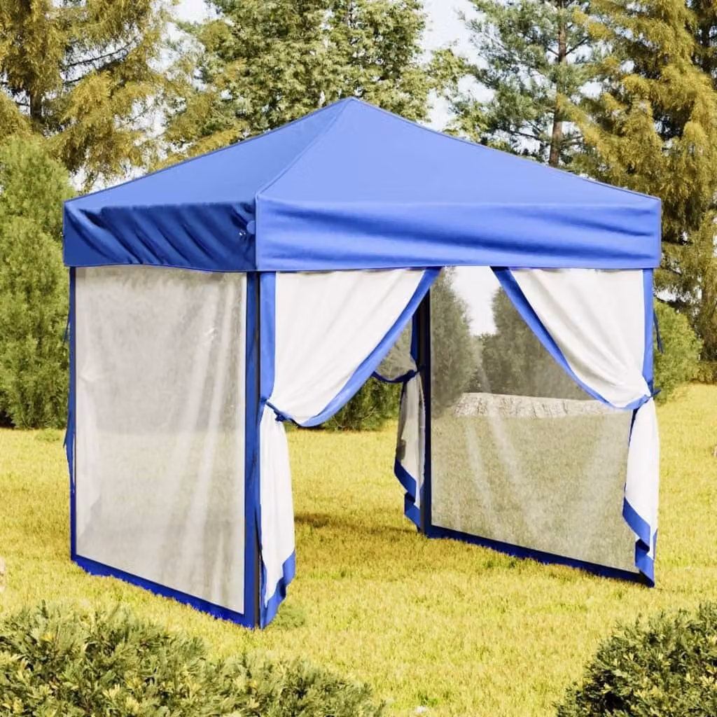 Maison Exclusive - Tenda da festa pieghevole con pareti laterali, colore blu, dimensioni 2x2 metri