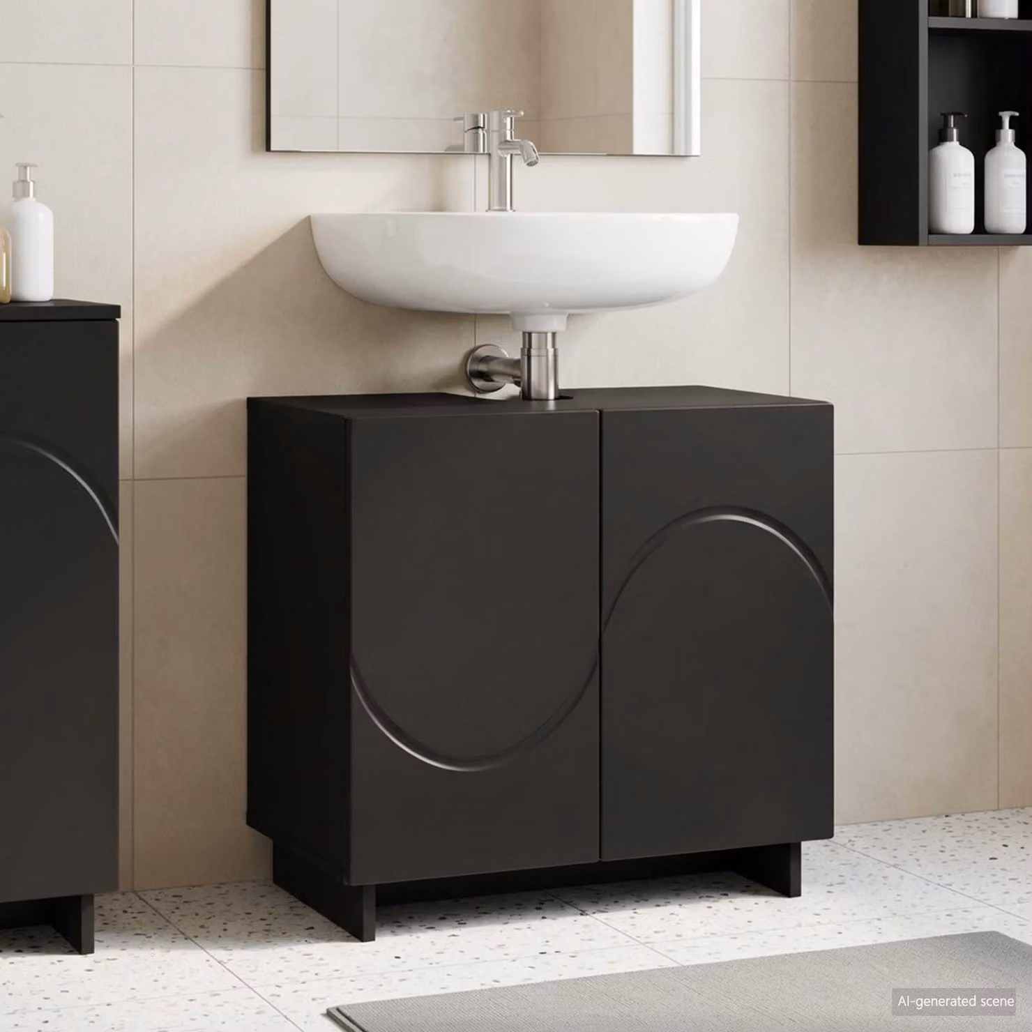 Mobile da bagno moderno vidaXL in legno ingegnerizzato nero L 60 x P 41 x H 58 cm