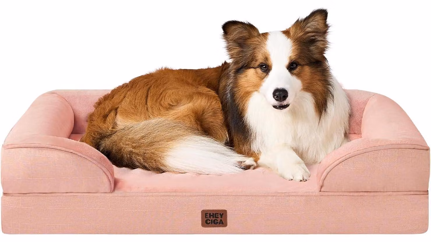 Cuccia ortopedica per cani, 91x68 cm, con imbottitura in memory foam, bordo rialzato, lavabile, impermeabile, antiscivolo, colore rosa