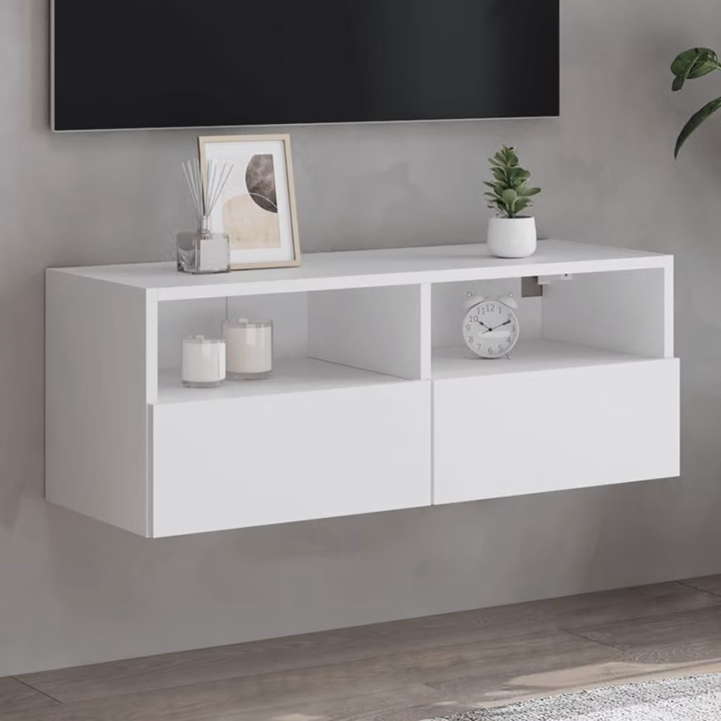 Mobile TV da parete vidaXL moderno in legno bianco L 80 cm x P 30 cm x H 30 cm