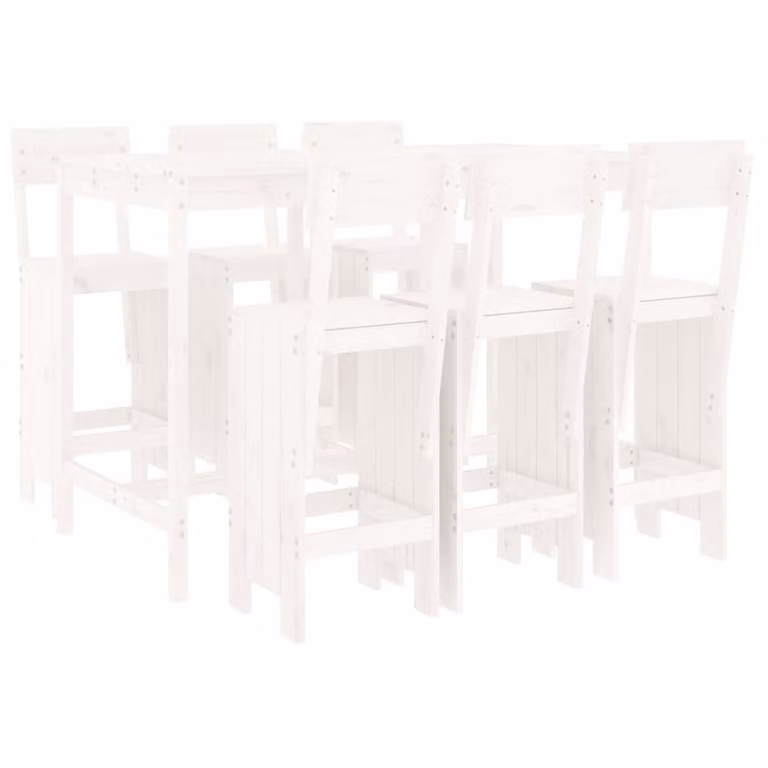 Set Bar da Giardino 7 pz Bianco in Legno Massello di Pino