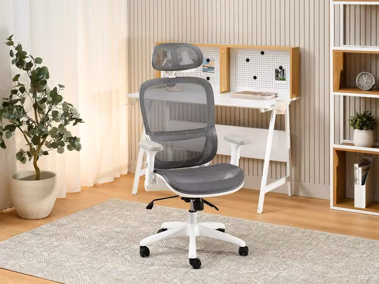 Sedia girevole RIONA - grigio / bianco