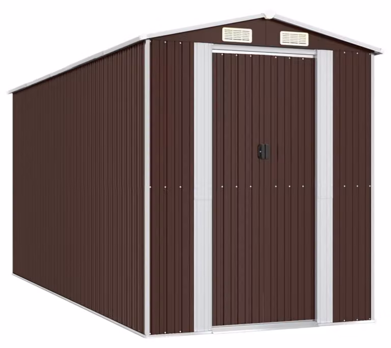 Capanno per attrezzi - Acciaio zincato, colore marrone scuro - 192x440x223 cm