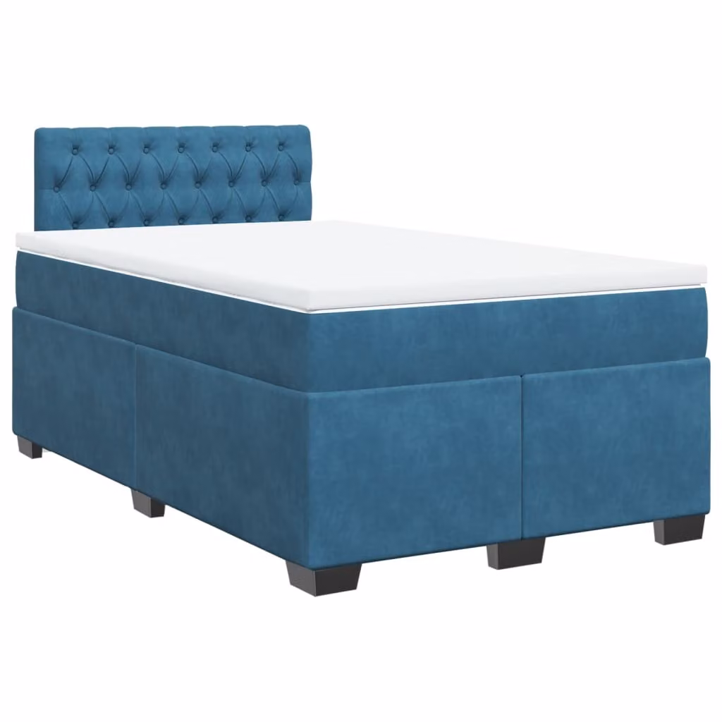 Giroletto a Molle con Materasso Blu Scuro 120x200 cm in Velluto