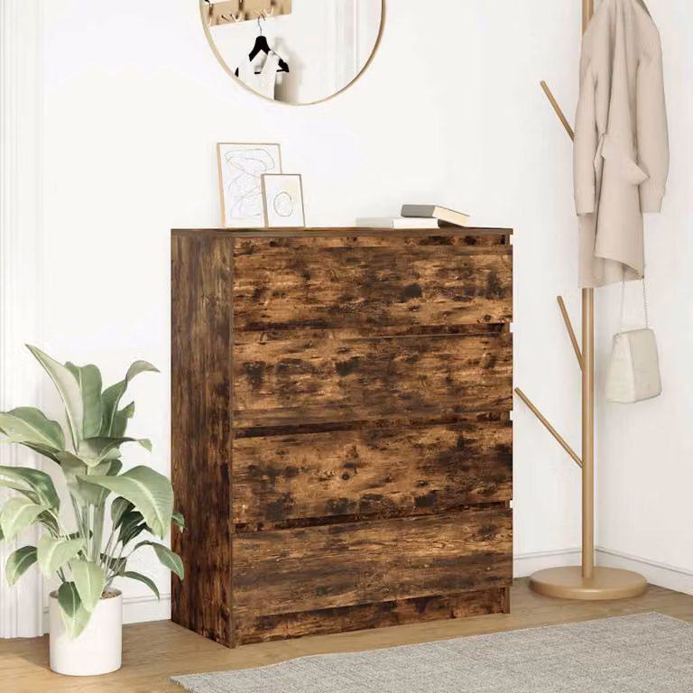 Credenza vidaXL in legno multistrato e MDF, colore marrone rovere fumo, L 80 cm x P 35 cm x H 99 cm
