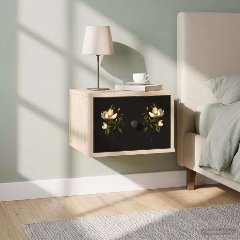 vidaXL Mobiletto da comodino a parete BREMEN moderno in Rovere Sonoma con illuminazione integrata
