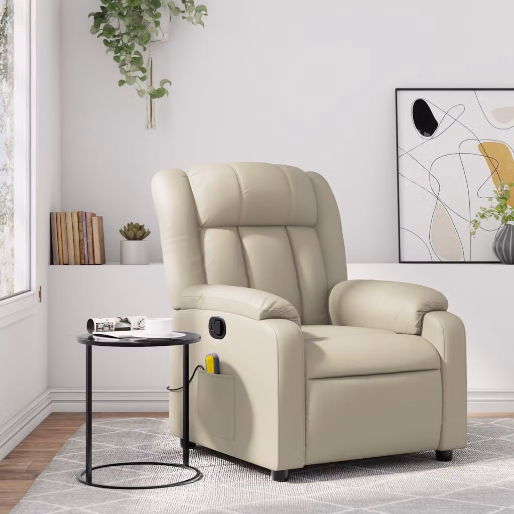 vidaXL Poltrona reclinabile relax in similpelle beige con braccioli