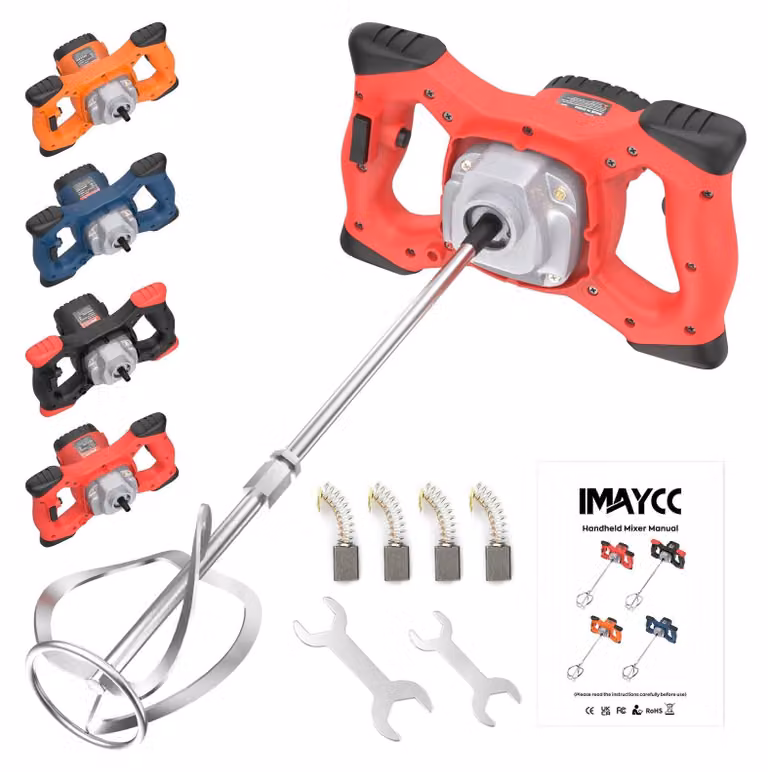 Miscelatore elettrico per malta e cemento, 2100 W, 6 velocità, 110 Volt, colore rosso, ideale per la miscelazione di malta e cemento