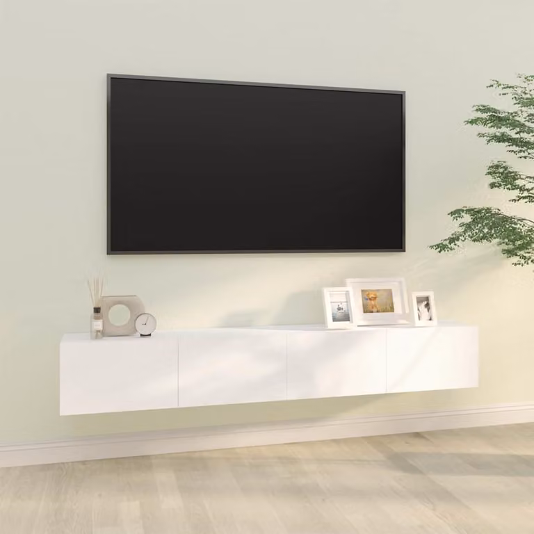 Set di 2 mobili TV da parete vidaXL in legno bianco opaco L 100 x P 30 x H 30 cm