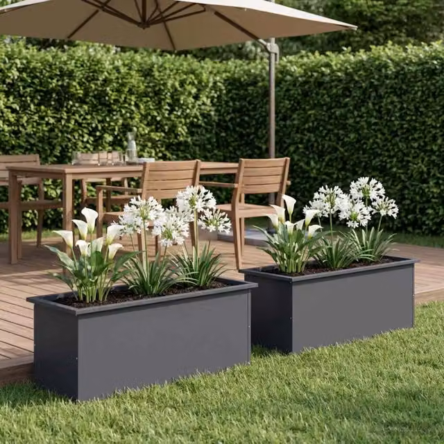 Fioriera da giardino con LED 2 pz Antracite 40 x 100 x 40 cm 8008173