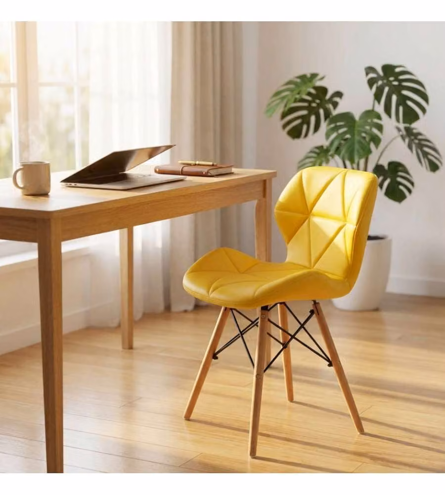 Cosma Sedia Annapolis Gialla in Ecopelle Struttura Metallo e Legno 41x49x71