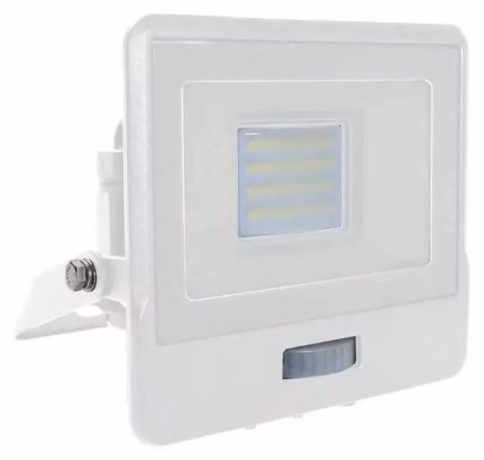 Faretto LED da esterno da 20 W con sensore PIR, luce bianca fredda, 1510 lumen, colore bianco