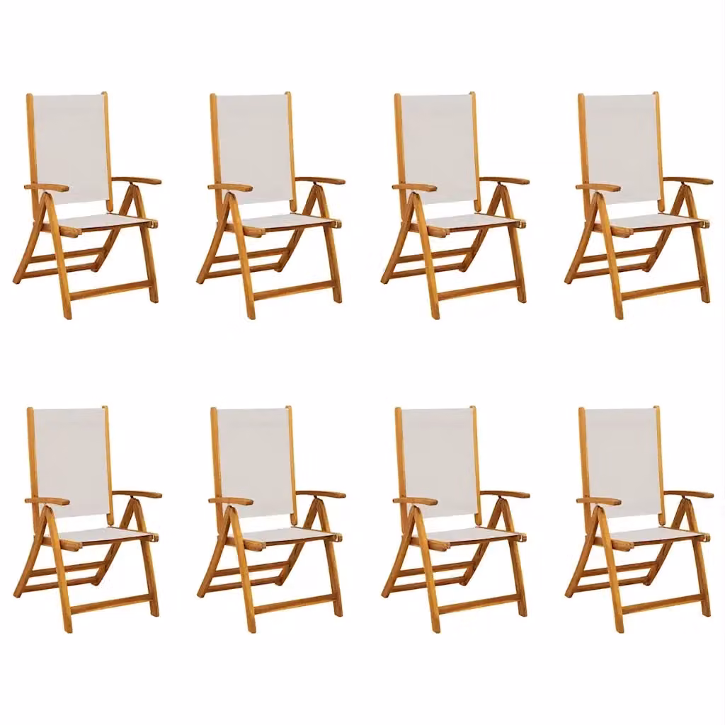 Set di 8 sedie pieghevoli da giardino vidaXL in legno di acacia e textilene marrone e grigio – 2