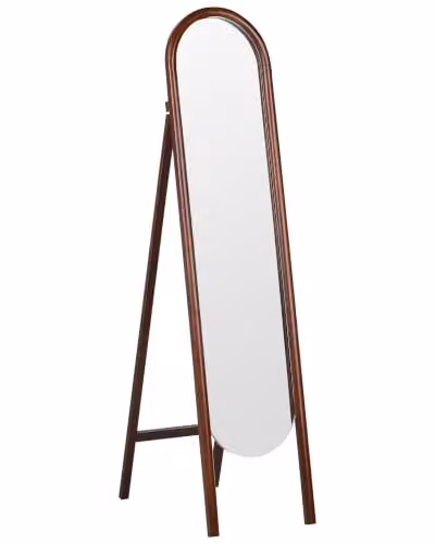 Beliani Specchio da terra retrò con cornice in marrone scuro 30 x 150 cm