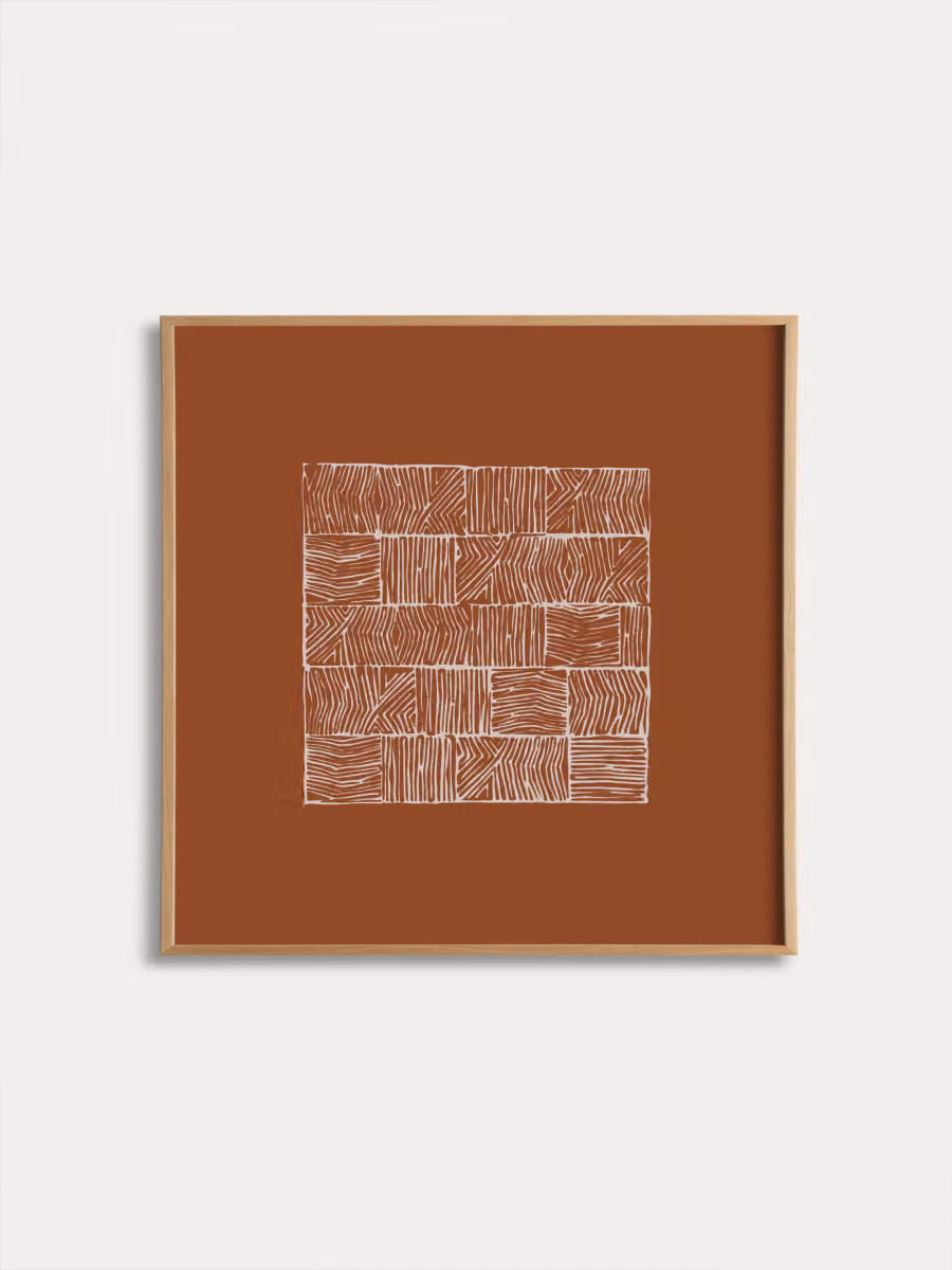 Quadro Astratto Moderno Terracota-tail Kenay Home, Colori Terracotta, Bianco e Arancione, L 60 cm x L 60 cm – 2