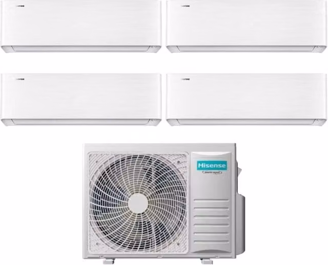 Climatizzatore Condizionatore Hisense Quadri Split Inverter serie ENERGY PRO X 9+9+9+12 con Wi-Fi Integrato e Controllo via App, Colore Bianco