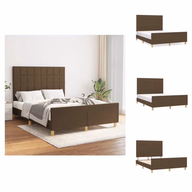 vidaXL Struttura letto con testiera in tessuto marrone scuro 140x200 cm - Letti e strutture letto