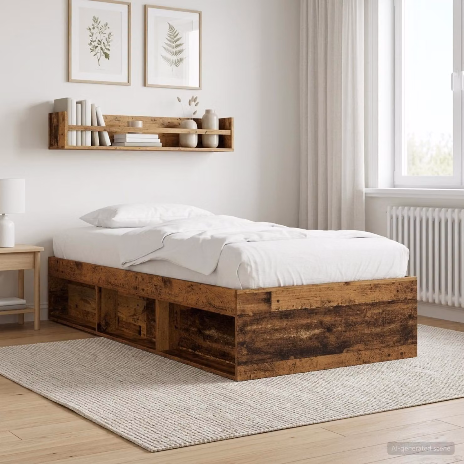 vidaXL Telaio del letto con contenitore in legno marrone L: 200 cm, P: 80 cm, H: 83 cm