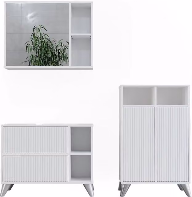 Set di mobili da bagno Leano Bianco 3 pezzi Vicco