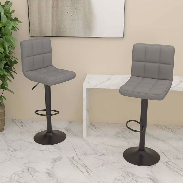 Set di 2 sgabelli da bar vidaXL in tessuto grigio con base girevole a 360 gradi