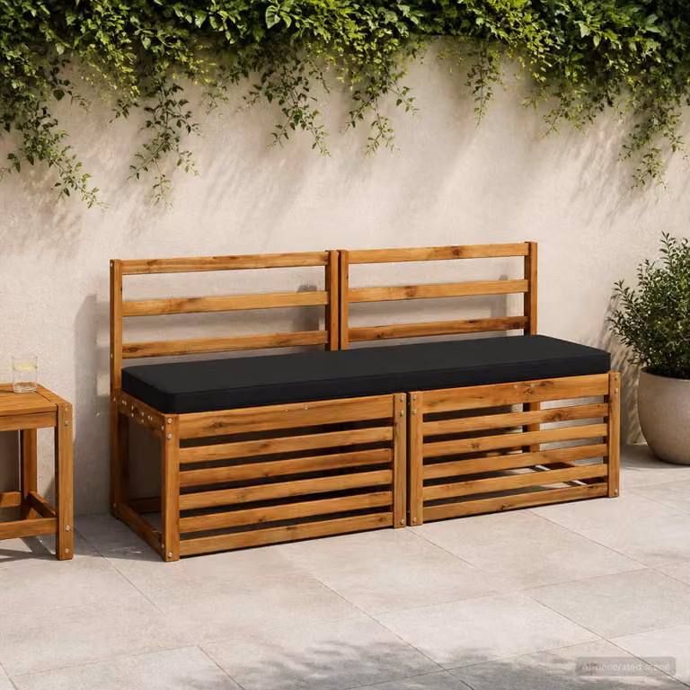 Cuscino per panchina vidaXL VUGHT nero in poliestere con rivestimento rimovibile e resistente ai raggi UV