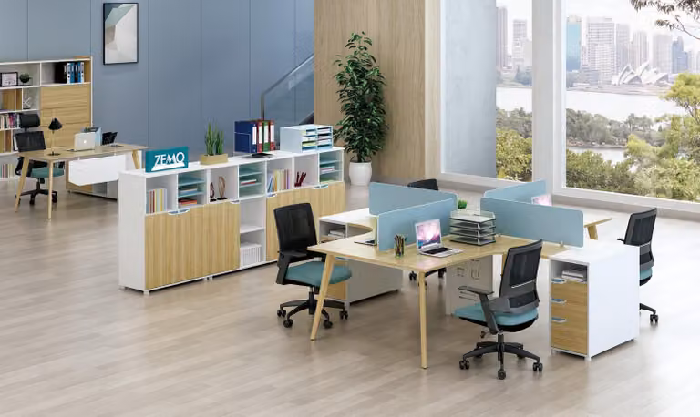 Callcenter 4 Arbeitsplätze Schreibtisch Büro Möbel Einrichtung Ausstattung Tisch