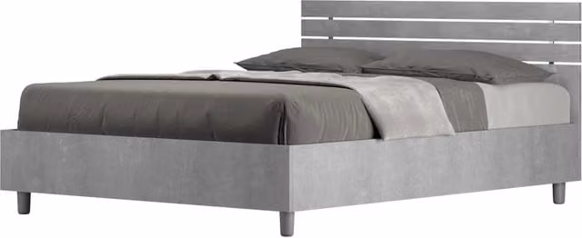 BS COM Letto matrimoniale francese con rete 140x200 testata dritta con doghe cemento