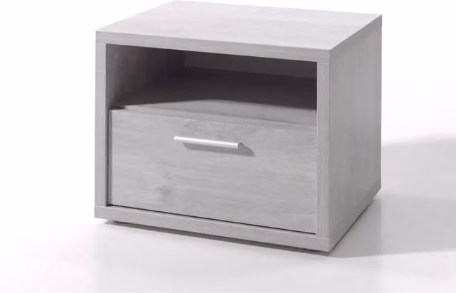 Comodino Meublorama moderno in MDF grigio opaco per camera da letto o cameretta dei bambini