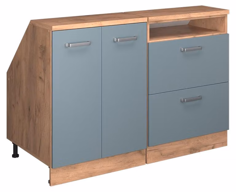 Mobile cucina sottotetto Vicco R-Line Grigio-blu 120 cm Set di 2 carcasse armadio profondità 60 cm, Model 59942