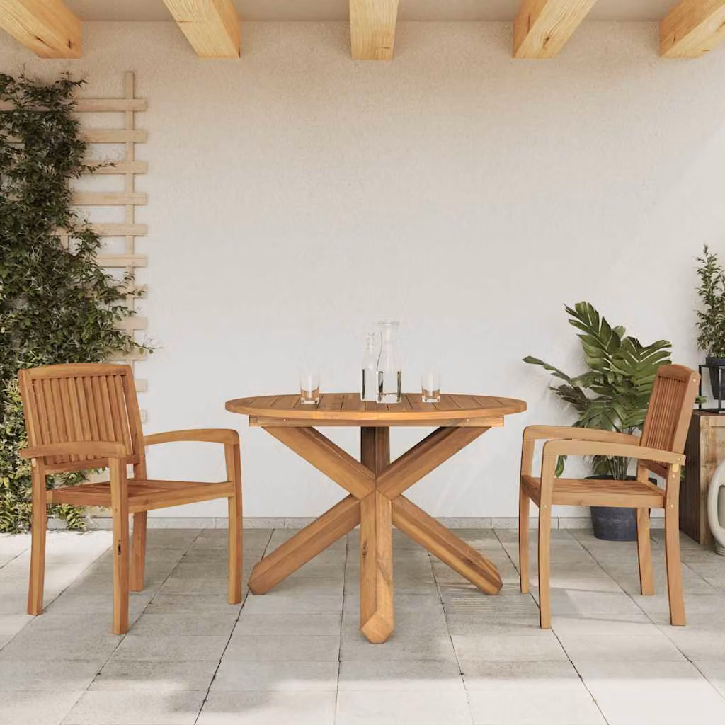 vidaXL Tavolo da Giardino Ø109x74 cm in Legno Massello di Teak
